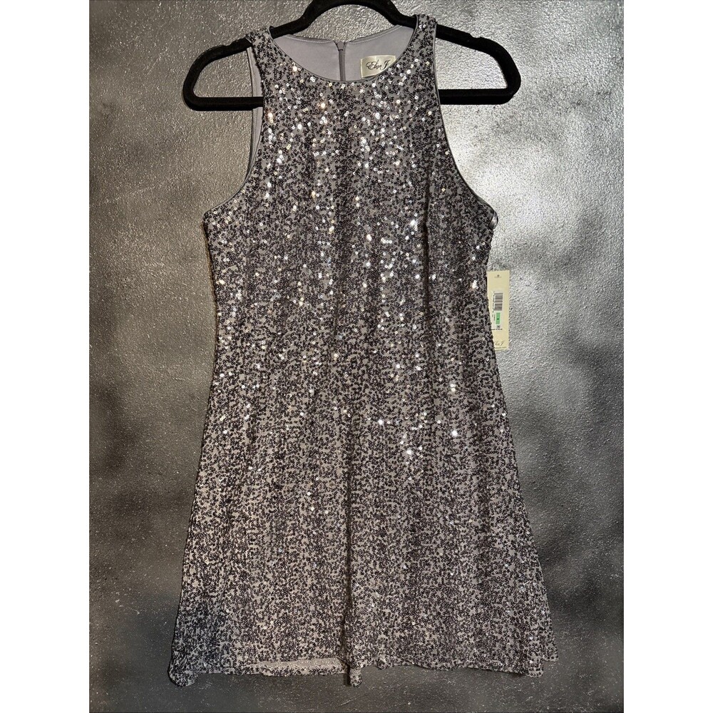 Eliza J Silver Sequin Sleeveless Cocktail Swing Dress Women’s Sz 8 NWT $148 Ret.